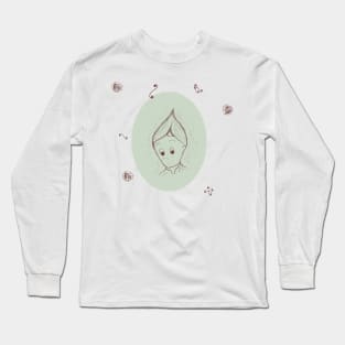 Christmas Elf on Apple Green Long Sleeve T-Shirt